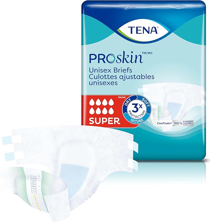 TENA ProSkin Unisex Adult Diapers with Tabs, Maximum Absorbency, Medium, 14 ct