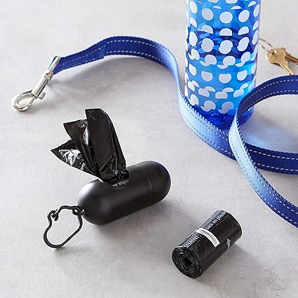 Dog Poop Leak Proof Bags with Dispenser and Leash Clip, 300 Count, 20 Pack of 15, Black, 13 x 9 Inch