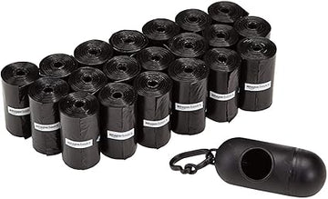 Dog Poop Leak Proof Bags with Dispenser and Leash Clip, 300 Count, 20 Pack of 15, Black, 13 x 9 Inch
