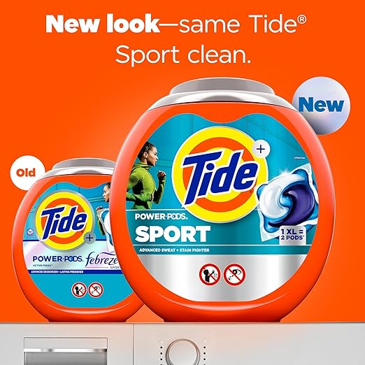 Tide Power PODS Laundry Detergent Pacs with Febreze Sport, 45 Count, HE Compatible, Febreze Freshness with Sport Odor Defense, Tide PODS Laundry Detergent